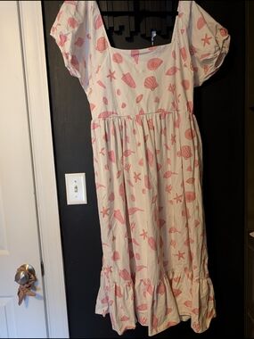 XXL Monica And Andy Lounge Pink Seashell Print Dress MATCHING